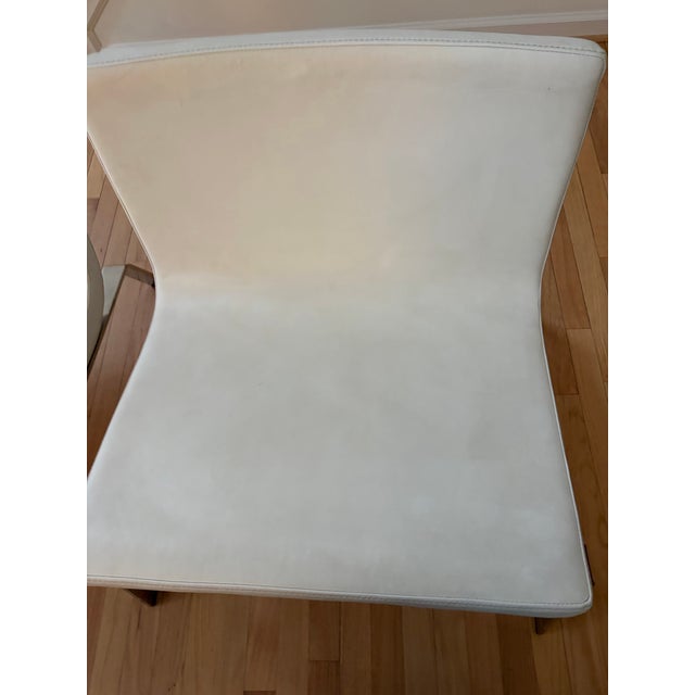Metal Pair of Blu Dot Stella Lounge Chairs in White Leather For Sale - Image 7 of 9