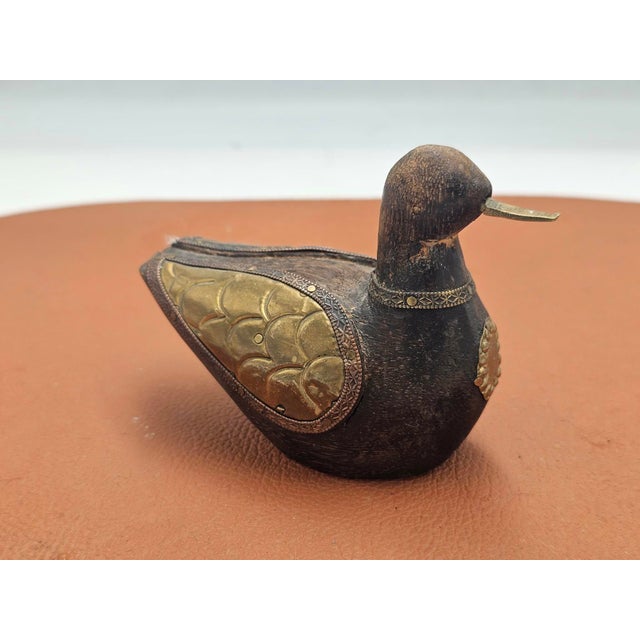 Wood Vintage Wooden Duck in Brass-Plated, 1950s For Sale - Image 7 of 7