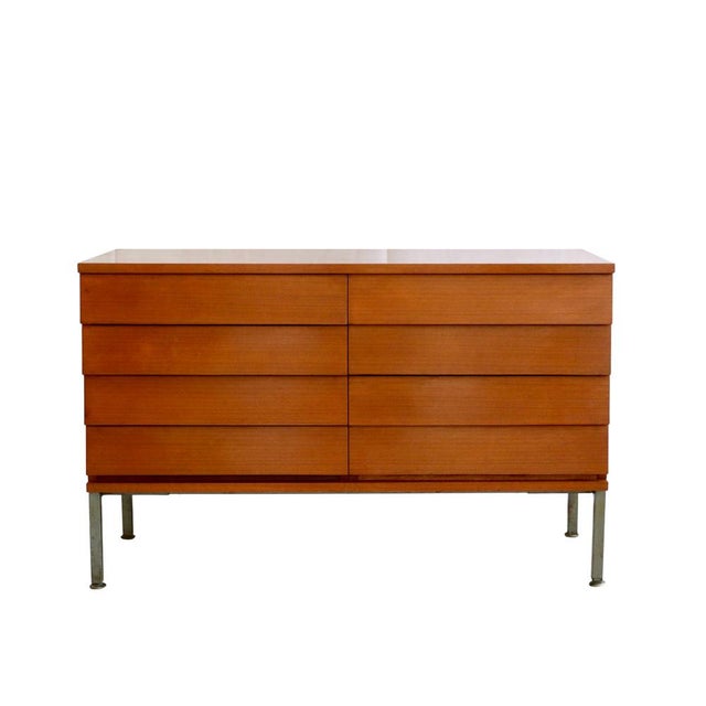 Vintage French Chest of Drawers with Eight Drawers and Steel Base, 1950s For Sale - Image 4 of 10