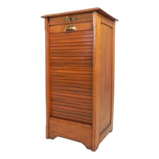 Oak Roller Shutter Cabinet with Shutter, 1930s For Sale
