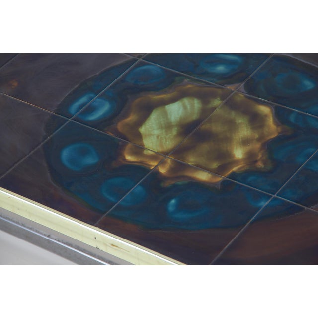 Coffee Table in Chromed Metal and Ceramic by Juliette Belarti, 1970s, in Very Good conditions. Designed 1970 to 1979 I...