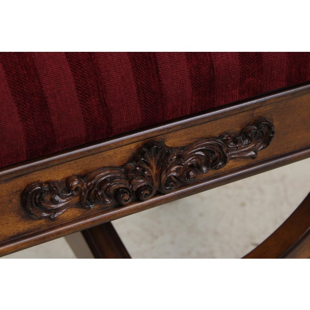 Pair of Mahogany French Style Upholstered Footstools For Sale - Image 9 of 13