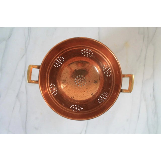 Vintage Copper & Brass Footed Colander W/ Handles For Sale In Milwaukee - Image 6 of 7