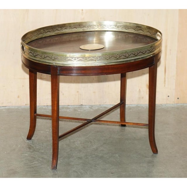 Lovely circa 1820 Georgian English Brass Gallery Rail tray table with hand sawn Mahogany base A good looking well made and...