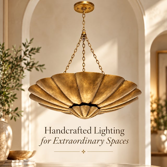 Flower Bowl Chandelier, Antique Brass Finish, Handmade Ceiling Light For Sale - Image 9 of 15