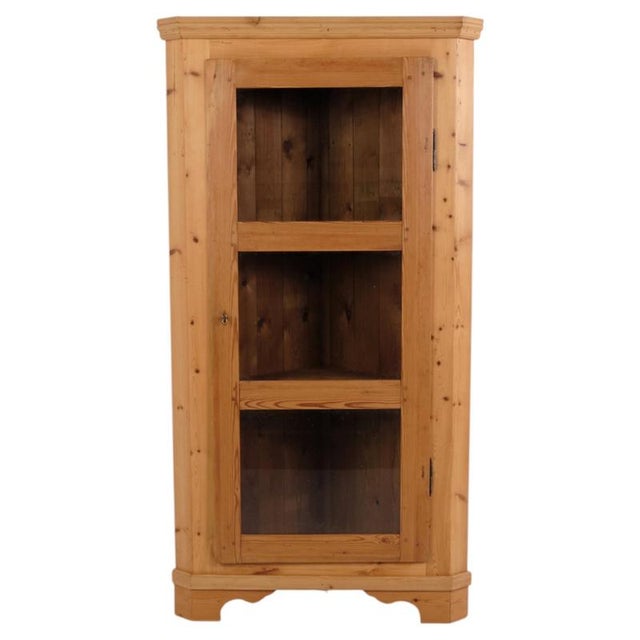 Antique Pine Corner Cabinet with Glass Door, 1890s For Sale - Image 10 of 10