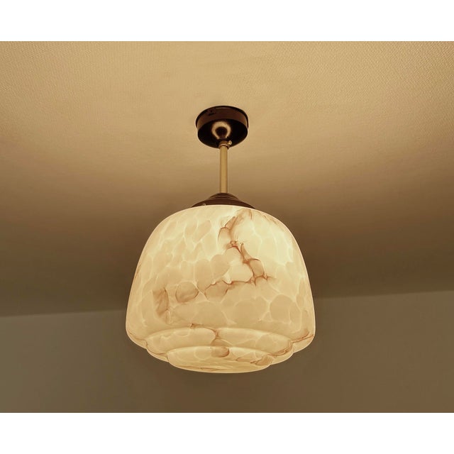 1930s Art Deco Pendant Light in Marble Glass, 1930s For Sale - Image 5 of 18