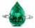 Late 20th Century Vintage Platinum Gia Colombian Emerald Diamond Cocktail Ring, Size 4.75 For Sale