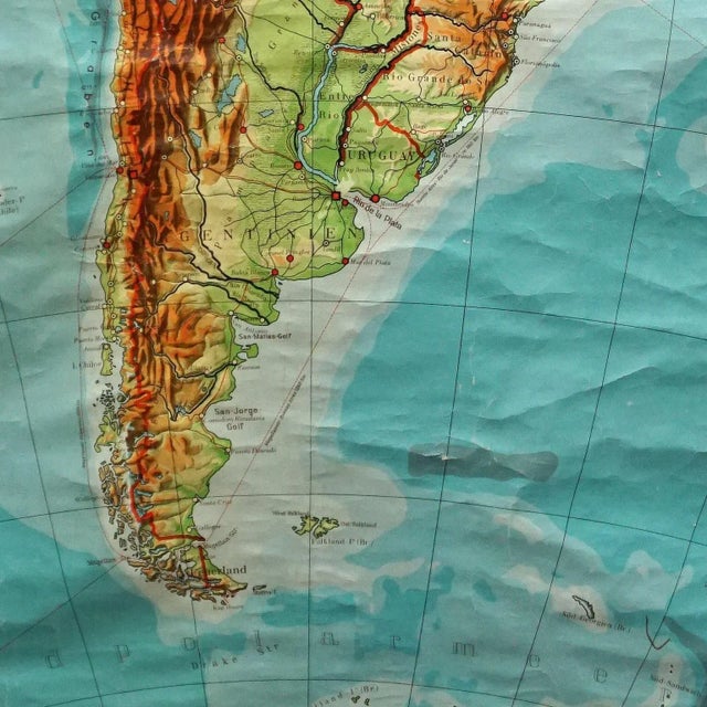Vintage South America Pull Down Map Wall Chart Poster For Sale - Image 4 of 5