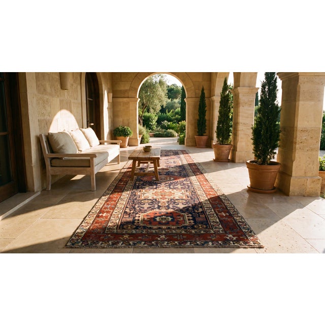 Red 19th Century N.W. Persian Shahsavan Carpet ( 3' x 16' - 90 x 488 ) For Sale - Image 8 of 10