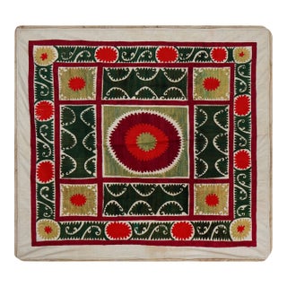 Hand Embroidered Suzani Textile, Uzbek Table Cover For Sale