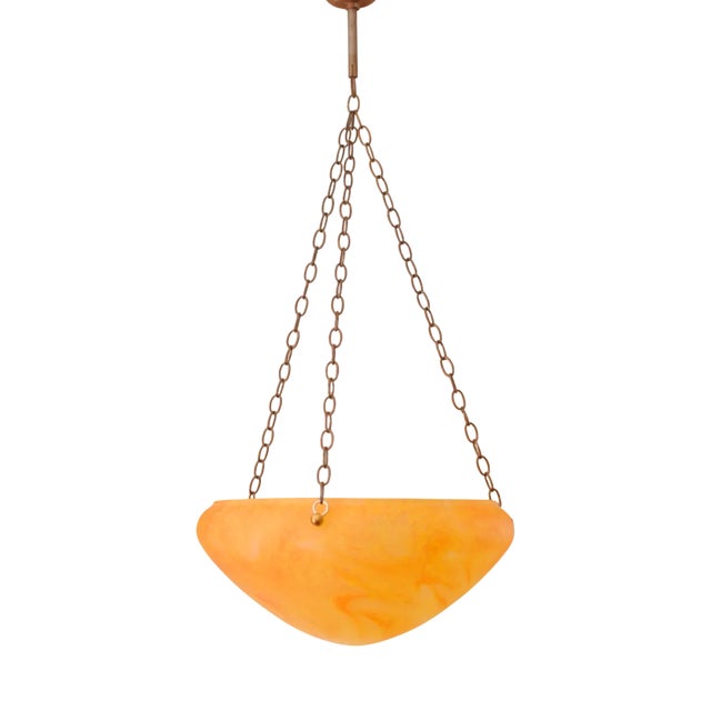 Art Nouveau Orange Glass Pendant Lamp, 1920s For Sale