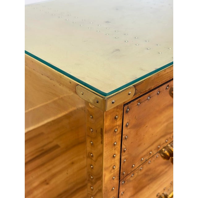 Vintage Sarreid Brass Clad Three Drawer Chest For Sale - Image 9 of 11