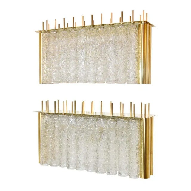 Glass and Brass Tubi Tempio Wall Lights, Set of 2 For Sale - Image 3 of 9