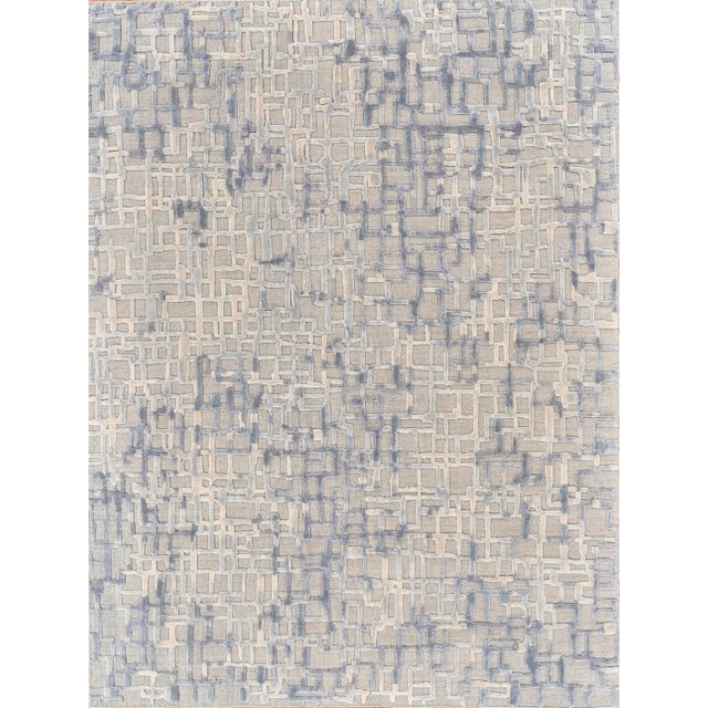 Exquisite Rugs Vista Handmade New Zealand Wool & Bamboo Silk Gray/Blue Rug-10'X14' For Sale