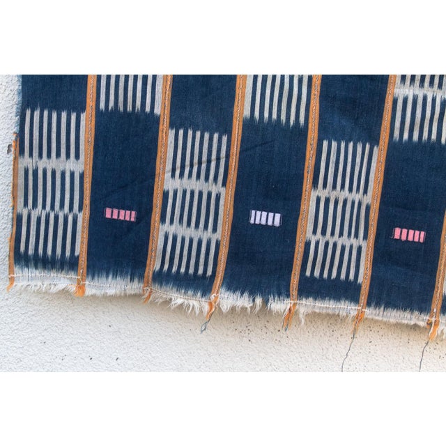 African Vintage Baoule African "Comoe Grid" Ikat Throw For Sale - Image 3 of 6