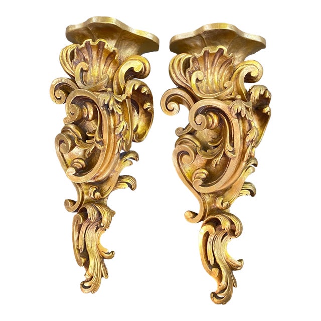 Florentine Giltwood Wall Brackets Large 19th Century - A Pair For Sale