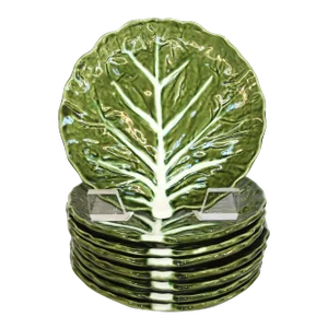 Belo Faiancas Portugal Green Cabbage Salad Plates- Set of 8