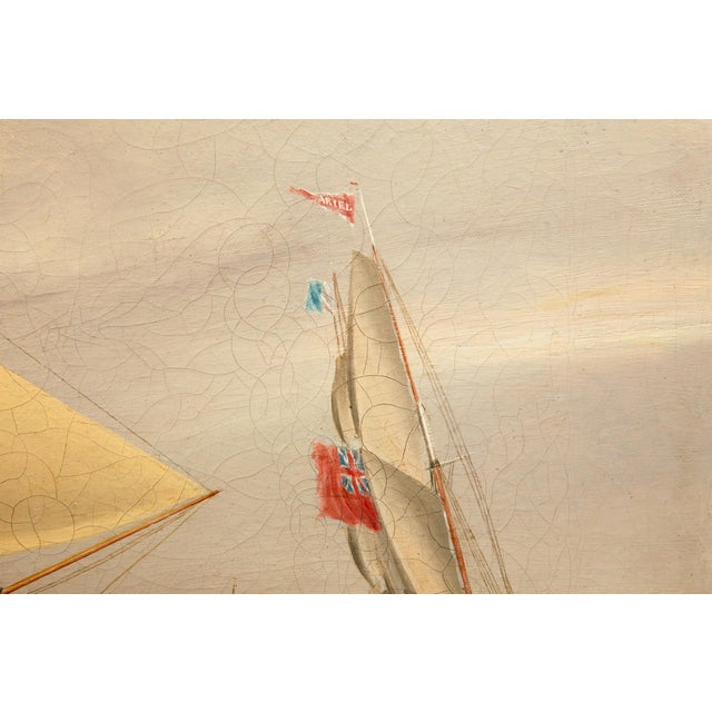 Textile 19th Century British Antique Sailing Ship Painting of “Ariel” at Sea by John Murday For Sale - Image 7 of 18