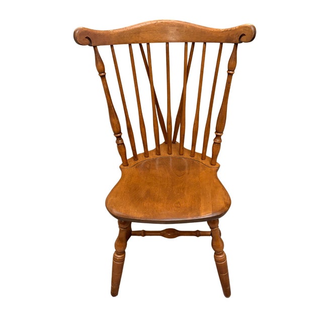 Wood Mid 20th Century Set of 4 Cherry Brace Back Windsor Style Dining Chairs by S. Bent & Bros., Inc. For Sale - Image 7 of 12
