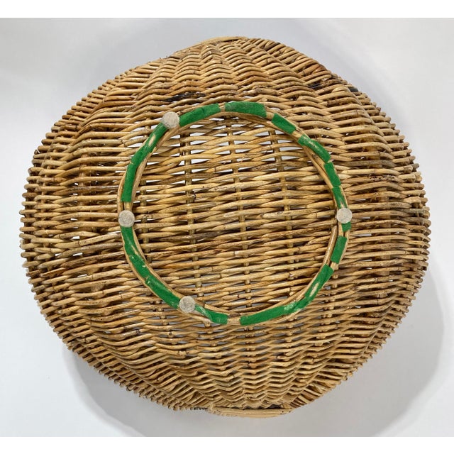 Vintage Primitive Handwoven Buttocks Style Gathering Basket For Sale - Image 11 of 11