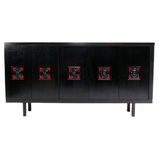 Very Large Brutalist Black Sideboard, Belgium, 1960s For Sale