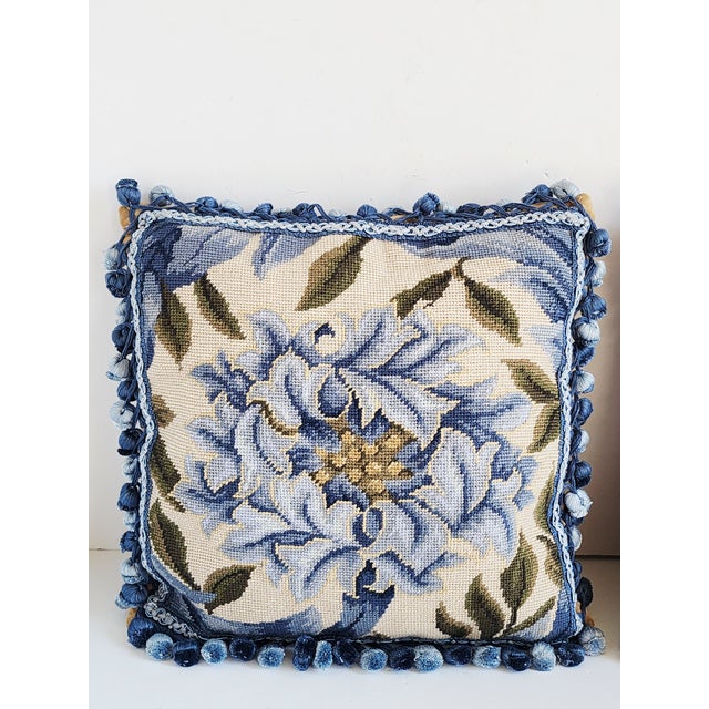 Aubusson Style Chrysanthemum Needlepoint Pillows-a Pair For Sale - Image 4 of 12