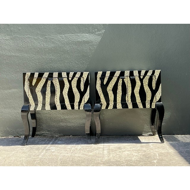 Vintage Zebra Stripe Tessellated Nightstands - A Pair For Sale - Image 12 of 12