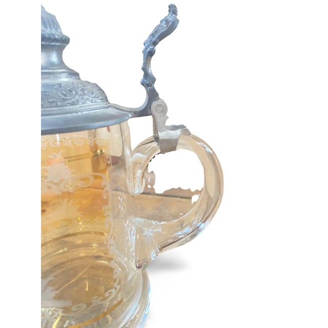 Art Nouveau Arts & Crafts Crystal and Pewter Beer Mug, 19th Century For Sale - Image 9 of 12