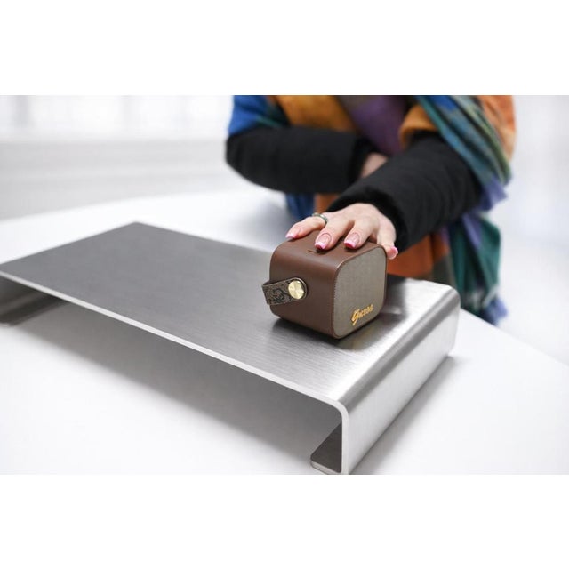 Silver Handmade Desktop Monitor Stand in Stainless Steel by Veliento For Sale - Image 8 of 9