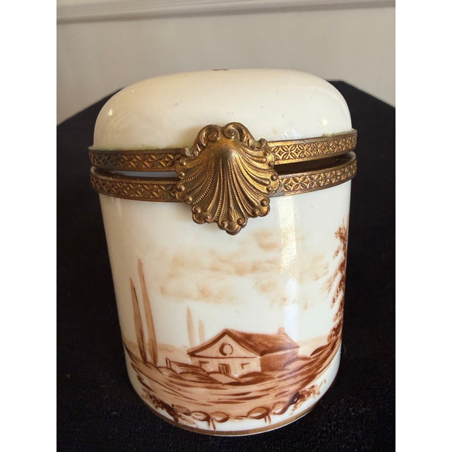 One of the rarest of the highly collectible Limoges Trinket Boxes, this beautiful, pastoral pattern box made for Henri...