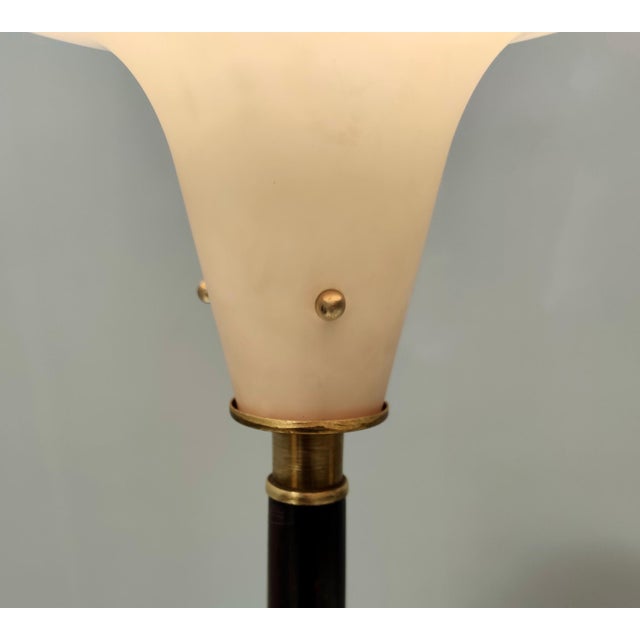 Black Vintage Italian Wood and Brass Floor Lamp, 1950s For Sale - Image 8 of 14