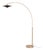 Rancho Mirage Float Arc Lamp - Weathered Brass, Fleur Matte Black/Gold Shade, Mid Century Floor Lamp, Steel Base For Sale