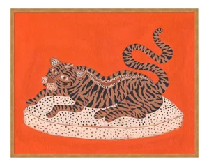 Andrew the Big Cat by Willa Heart in Gold Framed paper, XS Art Print