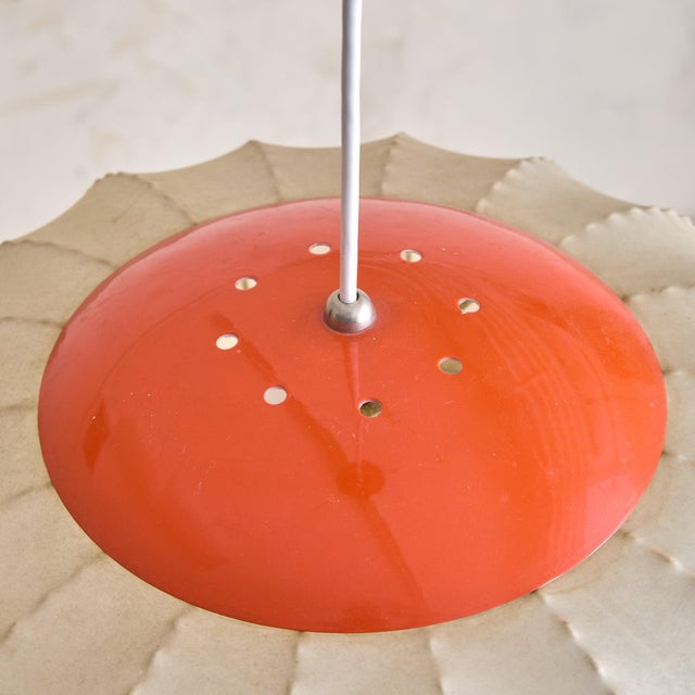 1960s 1960s Mid-Century Modern Italian Orange Cocoon Pendant For Sale - Image 5 of 12