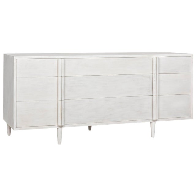 NOIR Morten 9 Drawer Dresser, White Wash For Sale