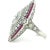 A Ruby & Diamond Set "Art-Deco" Inspired Ring, made of 14ct White Gold. Featuring 1 Oval Modified Brilliant Cut Diamond,...