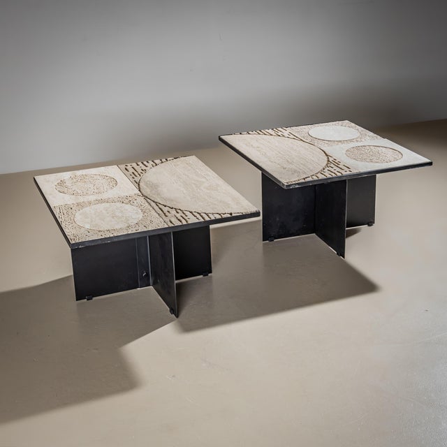 Beige 1970s Double Coffee Table attributed to Grupo NP2, Nerone e Patuzzi For Sale - Image 8 of 10