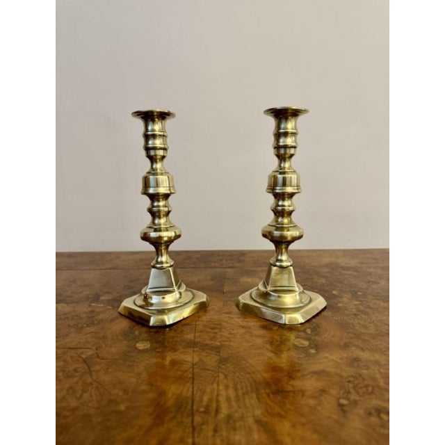 Antique Victorian Brass Candlesticks, 1880, Set of 2 For Sale - Image 3 of 5