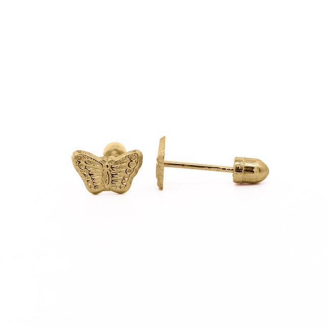 Modern 14k Solid Gold Mini Butterfly Stud Earrings on Screw Backs - 2 Pieces For Sale - Image 3 of 10