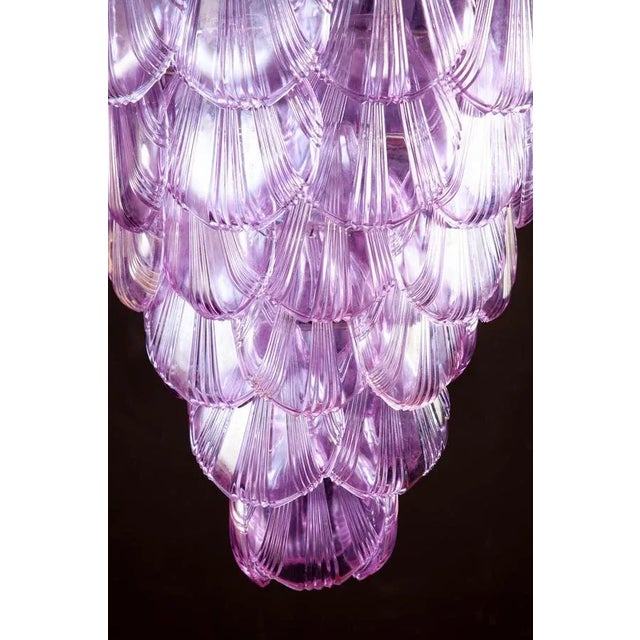 Large Pink Shell Murano Glass Chandelier, 1980s For Sale - Image 9 of 18