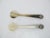Victorian Vintage Natural Horn Sterling Silver Floral Mounted Caviar Serving Spoon Set of 5 For Sale - Image 3 of 13