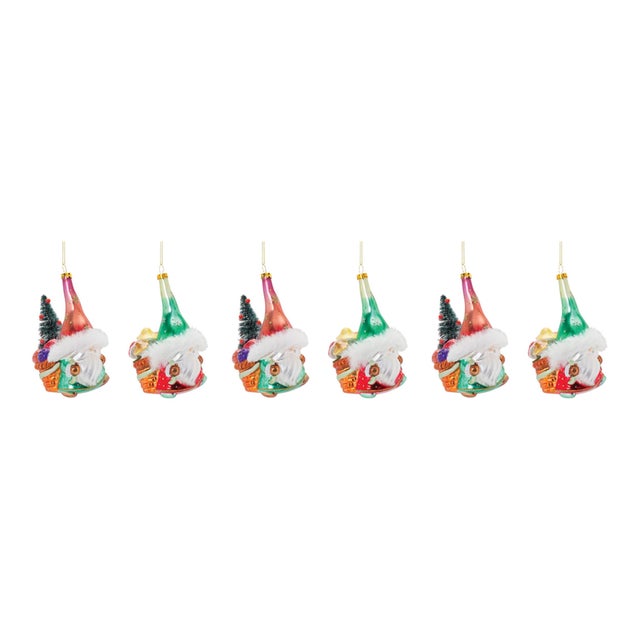 2020s Glass Santa Gnome Ornament (Set of 6) For Sale - Image 5 of 5