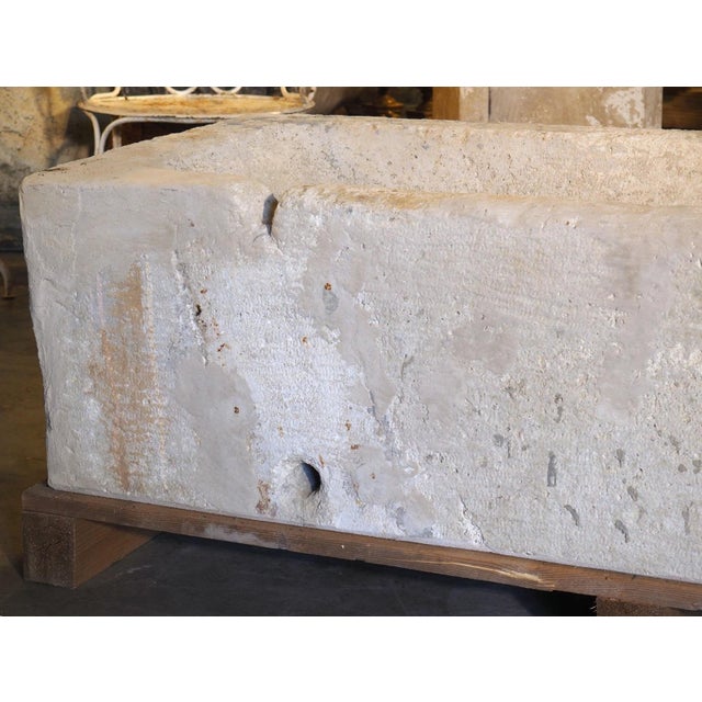 A Long Antique White Limestone Trough From Eastern France, Circa 1800 For Sale - Image 9 of 18