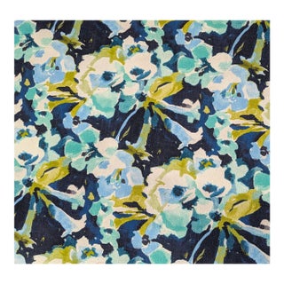 Vintage Richloom “Rhodante” Floral Linen Blend Upholstery Fabric- 6.25 Yards For Sale