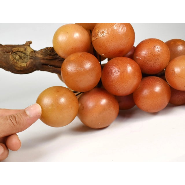 Mid 20th Century Italian Natural Alabaster Stone Grape Cluster With Natural Grape Vine For Sale - Image 10 of 11