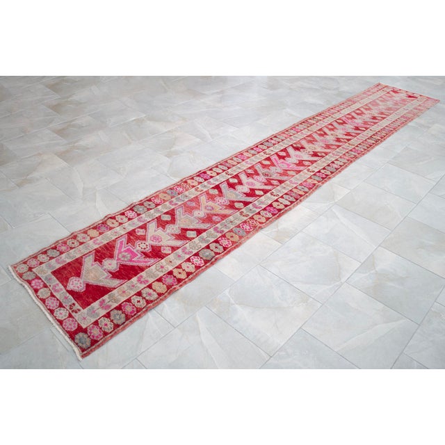 Extra Long Runner Rug Hand-Knotted Natural Wool Vintage Turkish Rug Hallway Kicthen Decor 2'5"x 14'6" For Sale - Image 6 of 15