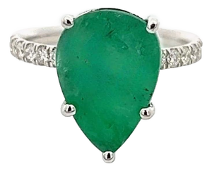 Natural Emerald Diamond Ring 6.5 14k WG 4.62 TCW Certified