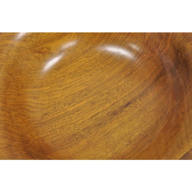 Vintage Mid Century Modern Turn Carved Double Rim Walnut Wooden Salad Fruit Bowl For Sale In Philadelphia - Image 6 of 14