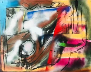 Abstract Mixed-Media Painting by Erik Sulander on Paper 28x22
